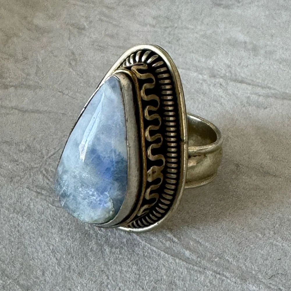 Rainbow Moonstone Ring - Picture 1 of 7